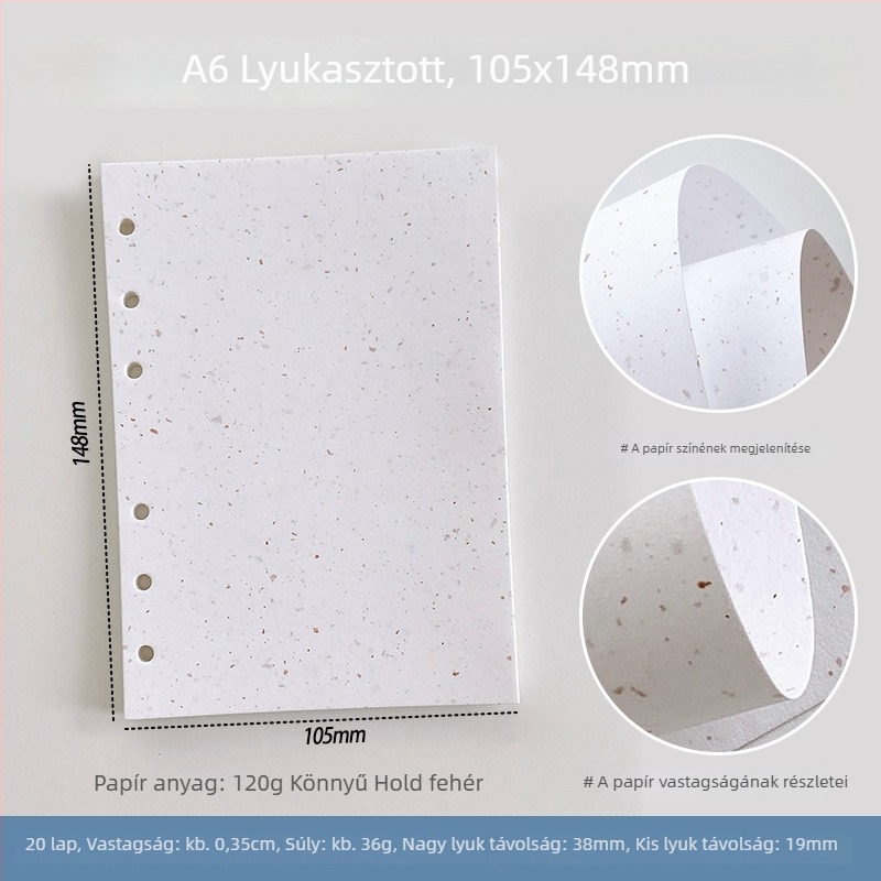 Kivehető notesz belső oldalak cserekészlet — speciális papírral, DIY jegyzetekhez