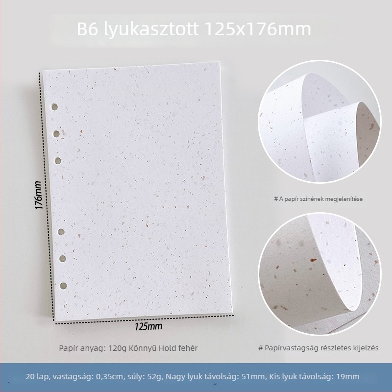 Kivehető notesz belső oldalak cserekészlet — speciális papírral, DIY jegyzetekhez