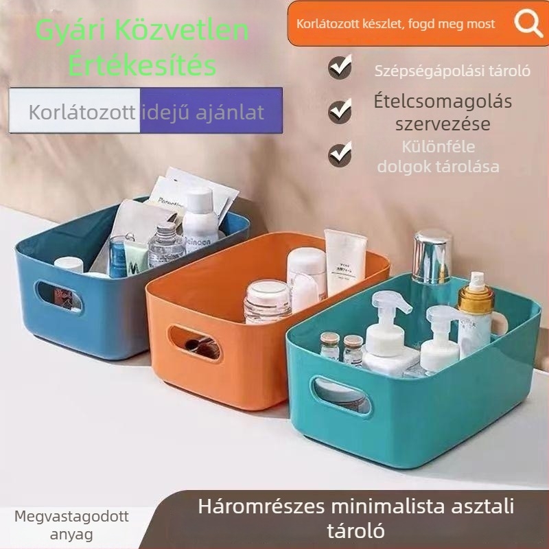 Íróasztal rendező doboz, műanyagból, nordic stílusú, egyrétegű, kozmetikumok és nassolnivalók tárolására, modell 1.