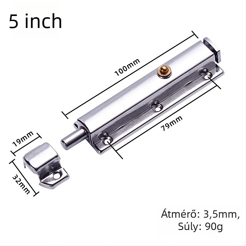 Rozsdamentes acél automata rugós ajtózár ablakokhoz (modell 005; anyag: rozsdamentes acél; felület: bélyegzett; stílus: modern minimalist)