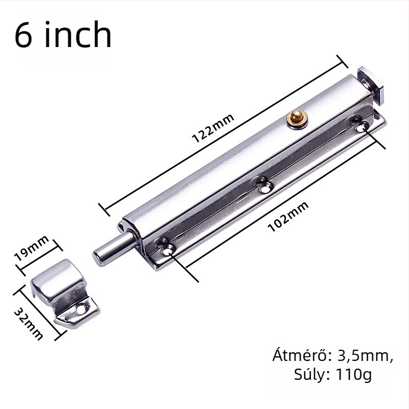 Rozsdamentes acél automata rugós ajtózár ablakokhoz (modell 005; anyag: rozsdamentes acél; felület: bélyegzett; stílus: modern minimalist)