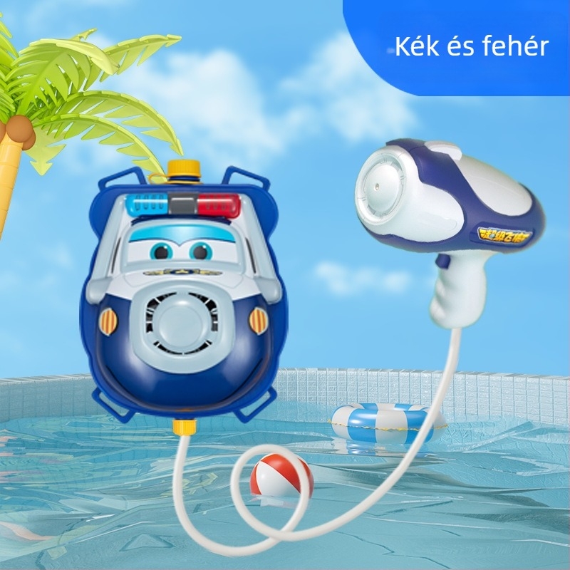 Vízpisztoly hátizsákkal, nagy kapacitású, műanyagból, interaktív játék 4–6 éveseknek