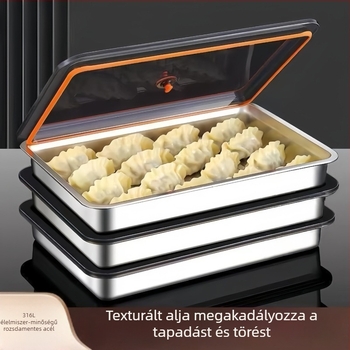 316 rozsdamentes acél gombócfagyasztó doboz, élelmiszer-minőség, gyorsfagyasztás, hűtőben tárolható
