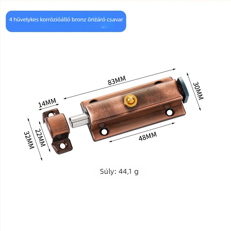 Rozsdamentes acélból készült automata rugós zár a fürdőszobai ajtókhoz, típus A zár, kefés felület