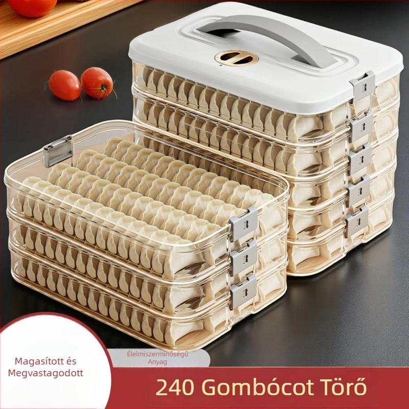 Fagyasztóhoz való dumpling doboz – emelt és vastag kivitel, műanyag, egyszerű stílus, márka nélküli