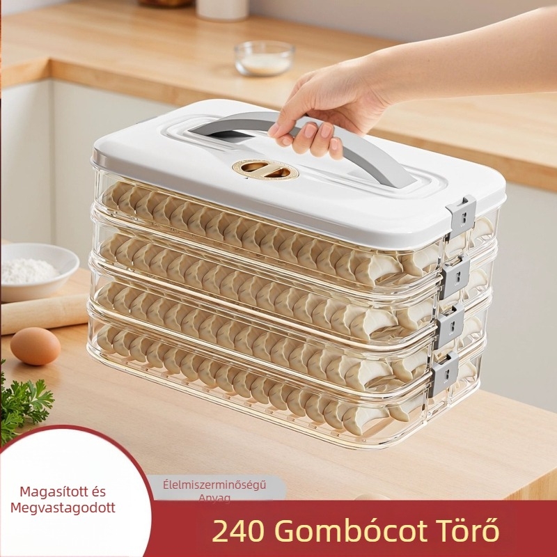 Fagyasztóhoz való dumpling doboz – emelt és vastag kivitel, műanyag, egyszerű stílus, márka nélküli