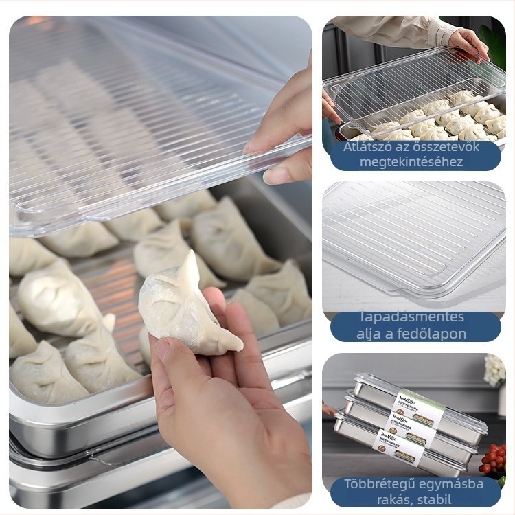 316 rozsdamentes acélból készült gombóc doboz, egyszerű kialakítás, engedélyezett magánmárka, fagyasztóhoz