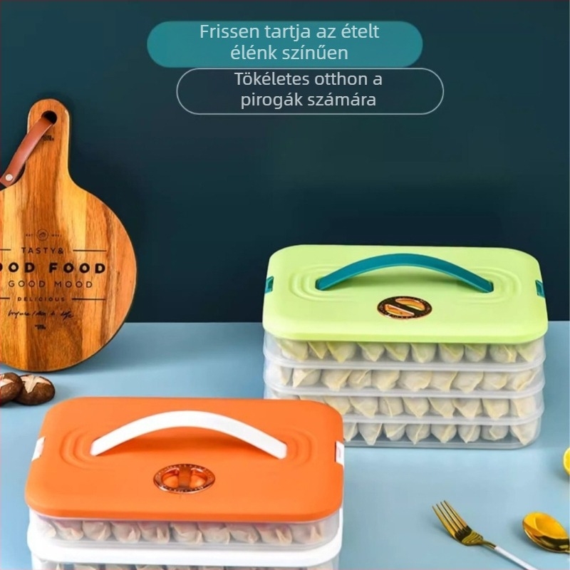 Élelmiszer-minőségű műanyag tároló hűtőhöz és fagyasztóhoz, több rétegű, skandináv stílusú