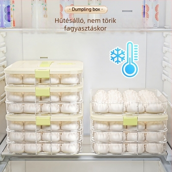 Gombóc tároló doboz hűtőszekrénybe és fagyasztóba, élelmiszer-minőségű műanyag, többszintes fiókos kialakítás, fagyasztásra alkalmas