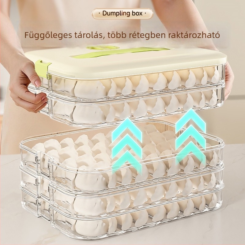 Gombóc tároló doboz hűtőszekrénybe és fagyasztóba, élelmiszer-minőségű műanyag, többszintes fiókos kialakítás, fagyasztásra alkalmas