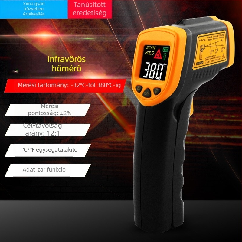 AR320+ Kézi infravörös hőmérő, Magas precizitás, Érintésmentes, Ipari osztály, LCD kijelző