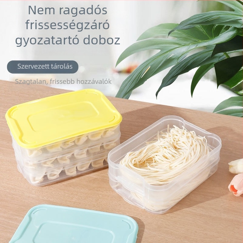 Gombócok fagyasztáshoz készült tárolóedény, élelmiszer-minőségű műanyag, nordic stílus, hitelesített magánmárka, fedél 27 g, alap 40 g