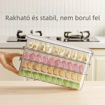 Dumpling fagyasztó doboz, élelmiszer-minőségű műanyag, zárt frissesség, egyszerű kialakítás