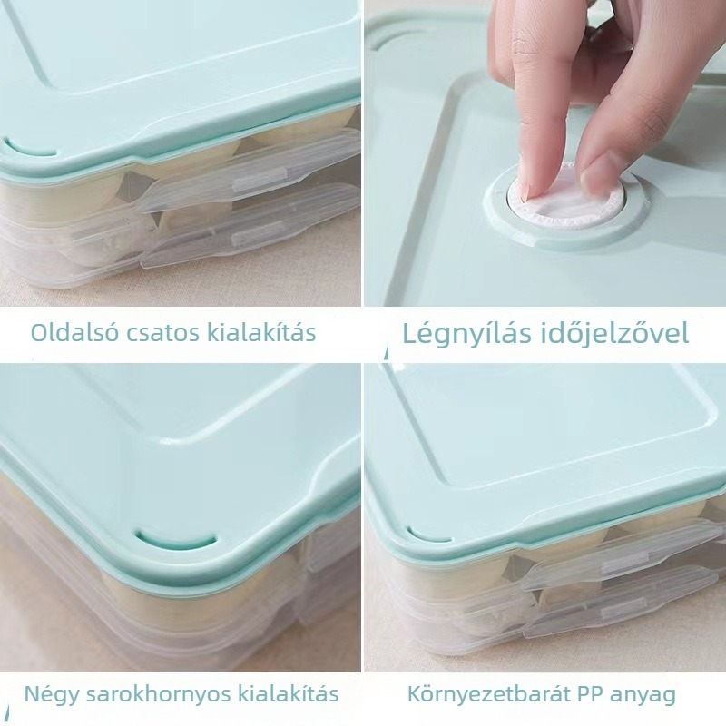Többszintes dumplings tároló doboz otthoni fagyasztáshoz