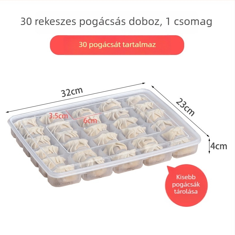 Dumpling tároló doboz, többszintes, hűtő és fagyasztó tárolására, 30 és 18 rekesz