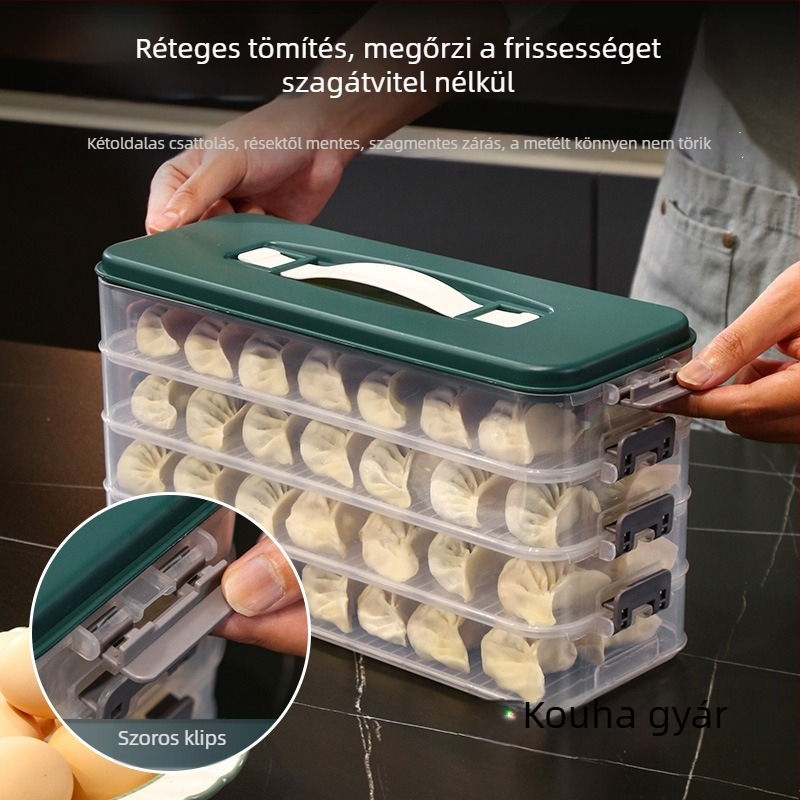 Műanyag élelmiszer-biztonságú fagyasztó doboz gyóza és zöldségek számára, rajzfilmszerű stílus