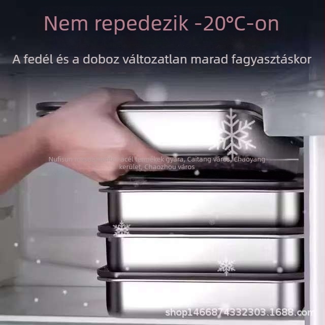 Rozsdamentes acél élelmiszer-minőségű gombóc fagyasztó tároló doboz hűtőszekrényhez