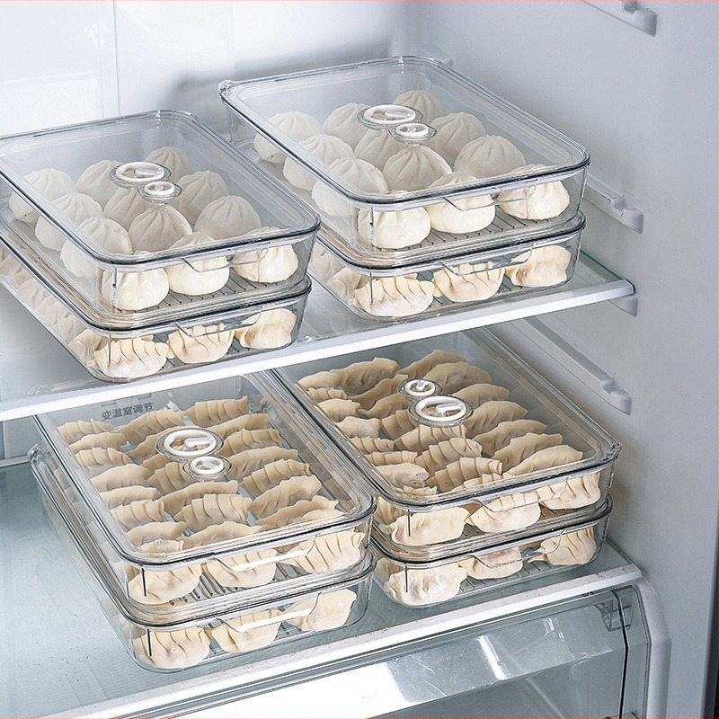 Átlátszó tárolódoboz wonton és dumpling számára, látható, frissesség megőrzése, stackelhető alap, tapadásmentes