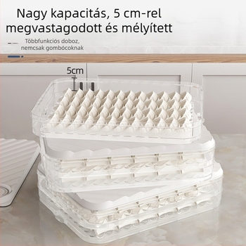 JZH modell gyógy dumpling és wonton tároló doboz, élelmiszer-minőségű műanyag, hűtő- és fagyasztóbarát, zárható rekeszek