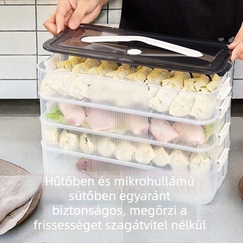 Élelmiszer-minőségű műanyag tároló hűtőszekrényhez – fagyasztott gombócok és wontonok tárolására szolgáló tál