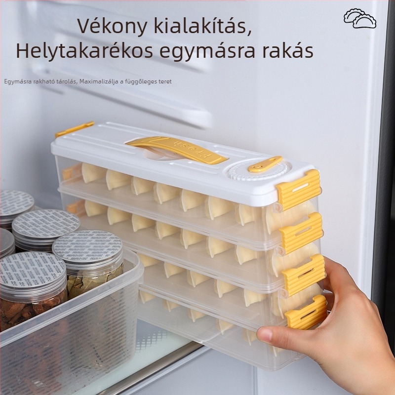 Családi gombóc tároló doboz, élelmiszer-minőségű anyagból, szűk záródású fagyasztó tartó, konyhai hűtőszekrényre tervezett tároló