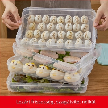 Műanyag gombóc tároló rekesz a fagyasztóhoz, nagy kapacitású, többszintes kialakítás, dumplings, wontonok és tojások tárolására