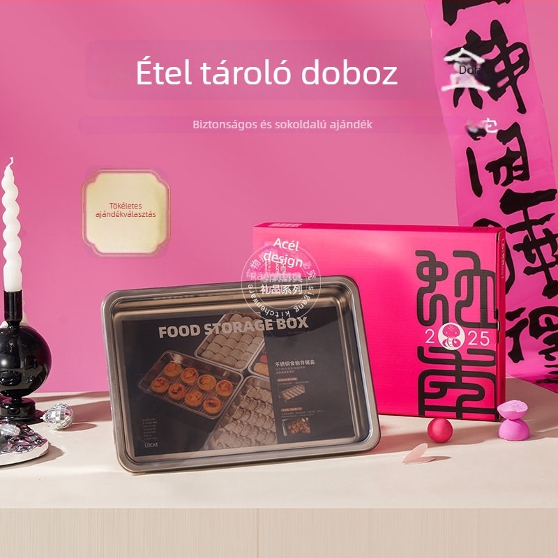 Rozsdamentes acélból készült többfunkciós tál dumplings, sült hal és barbecue számára, hordozható tárolással, crisper funkcióval, zárt kialakítással és lefolyó
