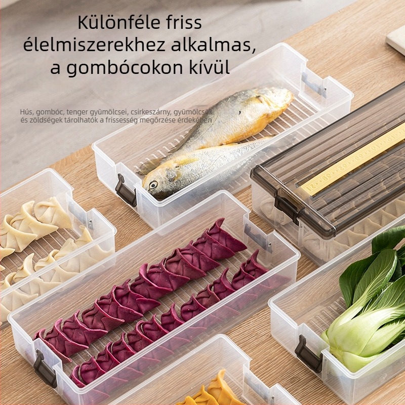 Átlátszó, többszintes, összetolható gombóc-tároló doboz hűtőbe és mikrohullámú sütőbe