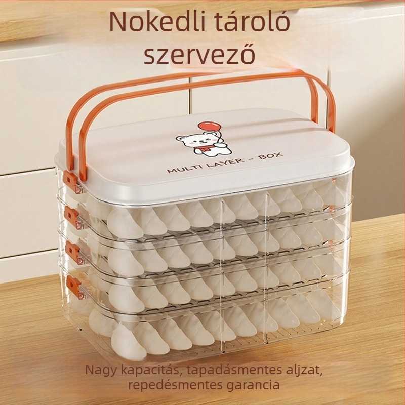 Hűtőbe szánt dumpling tároló doboz — élelmiszer-minőségű műanyag, egyszerű stílus, gyorsfagyasztáshoz