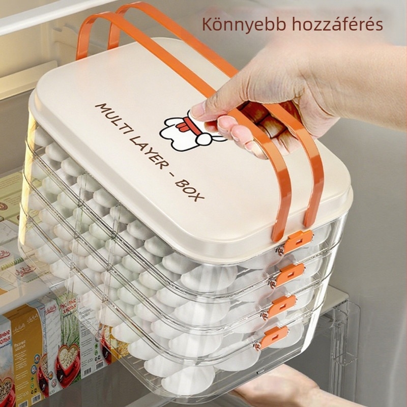Hűtőbe szánt dumpling tároló doboz — élelmiszer-minőségű műanyag, egyszerű stílus, gyorsfagyasztáshoz