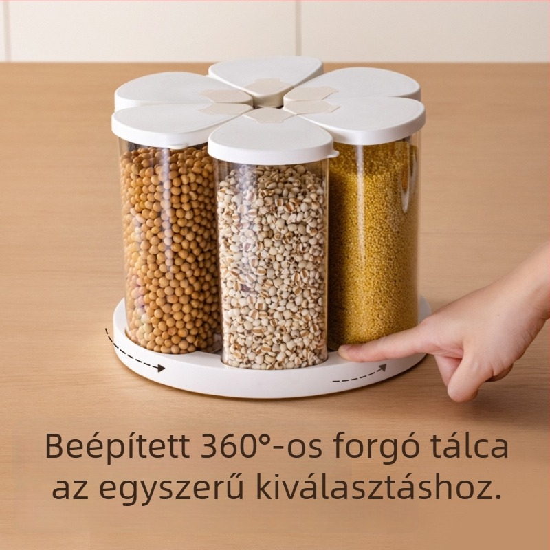 Élelmiszer-tároló doboz, műanyag, 3.1–4 L kapacitás, kerek, modern minimalista stílus