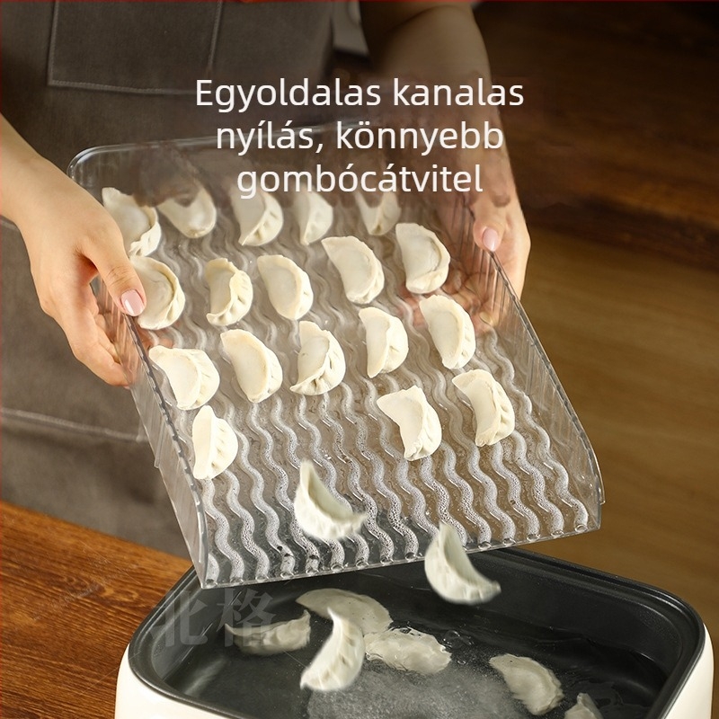 Négyzet alakú gombóc tároló tál fedéllel, tapadásmentes felület, nagy kapacitás, egymásra rakható