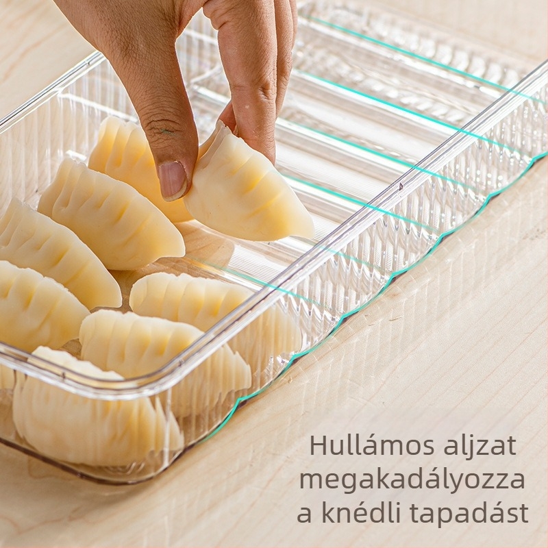Dumpling tároló doboz – műanyag, egyszerű és modern kialakítás, hordozható; testreszabás elérhető; logó nyomtatása elérhető