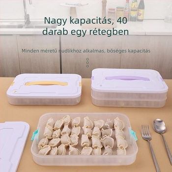 Élelmiszer-minőségű PP gombóc tároló doboz, zárt, nagy kapacitású, hordozható
