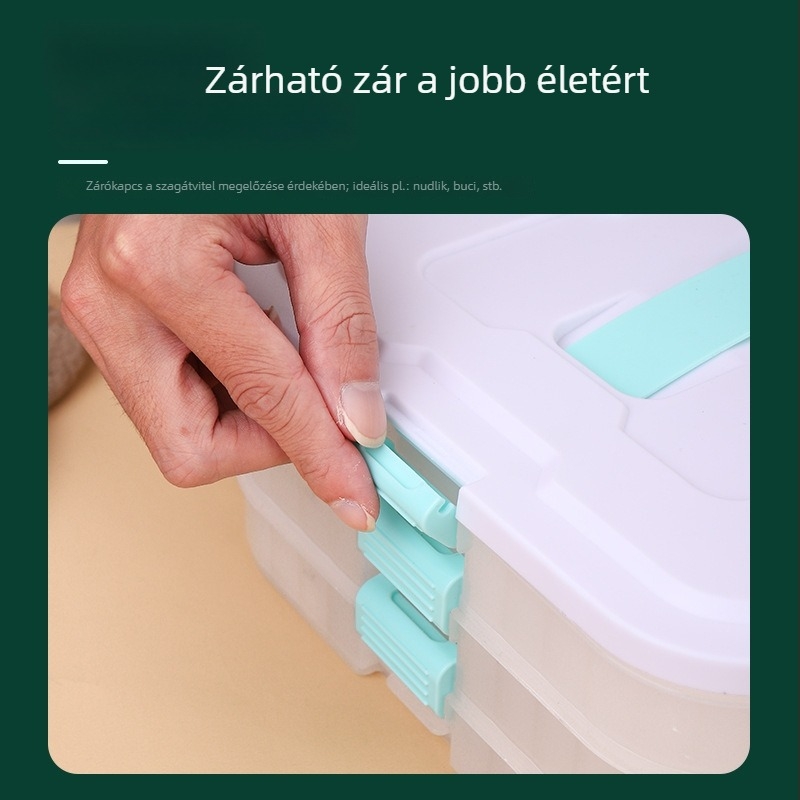 Élelmiszer-minőségű PP gombóc tároló doboz, zárt, nagy kapacitású, hordozható