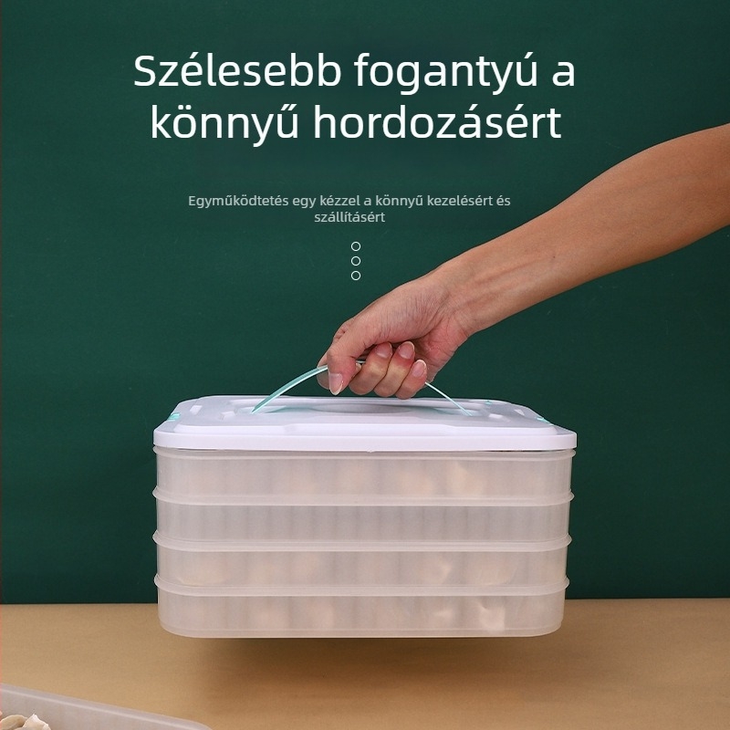Élelmiszer-minőségű PP gombóc tároló doboz, zárt, nagy kapacitású, hordozható
