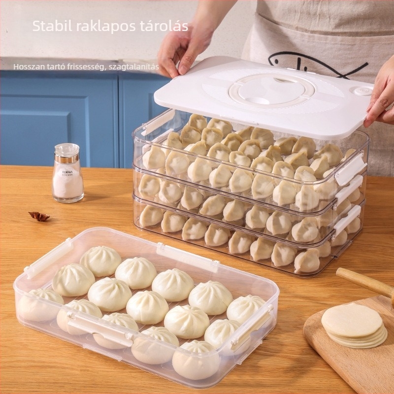 Többszintes gombóc tároló háztartási hűtőhöz, élelmiszer-minőségű műanyag, nagy kapacitású fagyasztó