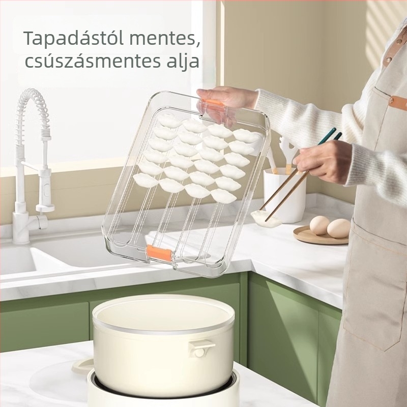 Dumpling tároló doboz Yyx-x, műanyag, egyszerű kialakítás, fagyasztóval zárható, többszintű konyhai tároló