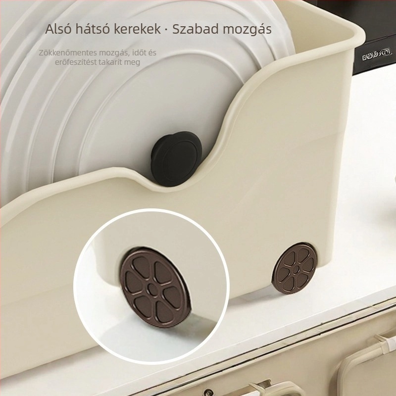 Konyhai tároló doboz görgőkkel, nagy modell, modern minimalistikus stílus, kapacitás 0–5 L, mozgatható szekrény-szervező