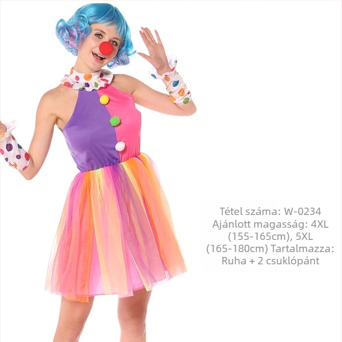 Felnőtt bohóc ruha színpadi előadásra, Starshine, poliészter 95%+