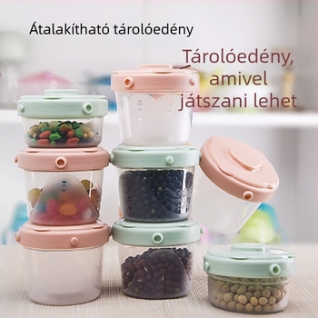 Összecsukható, multifunkcionális, zárható, hordozható snacktároló doboz bébi tejporhoz és bébiételekhez