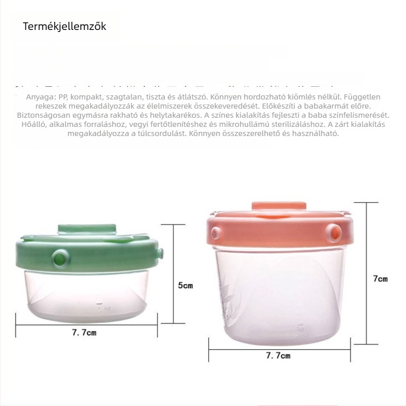 Összecsukható, multifunkcionális, zárható, hordozható snacktároló doboz bébi tejporhoz és bébiételekhez