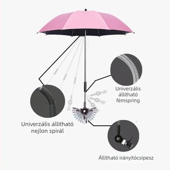 BANANA HT Babakocsira való napernyő UPF50+, 8 acél borda, 190T szövet, kézi nyitás, hosszú fogantyú