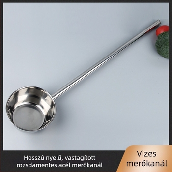 Rozsdamentes acélból készült hosszú nyelű kanál leveshez, zabkásához, vízhez és szójatejhez