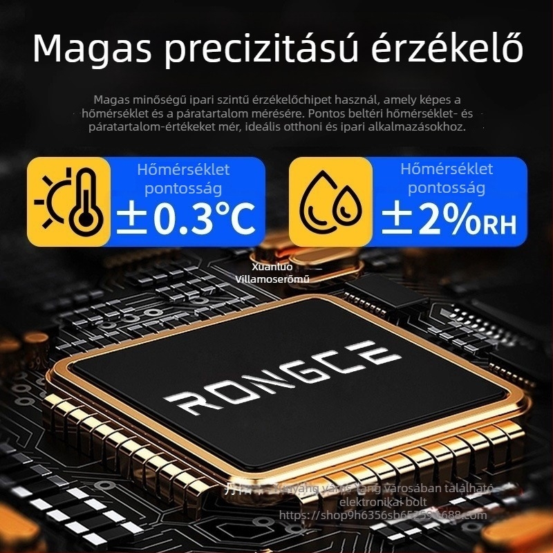 Ipari szintű, nagy pontosságú hőmérséklet- és páratartalom-regisztrátor beltéri gyárhasználatra; hálózati táplálás; magáncímkével kompatibilis