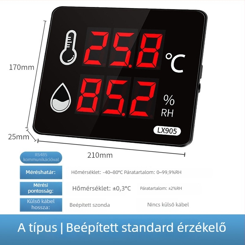Ipari szintű, nagy pontosságú hőmérséklet- és páratartalom-regisztrátor beltéri gyárhasználatra; hálózati táplálás; magáncímkével kompatibilis