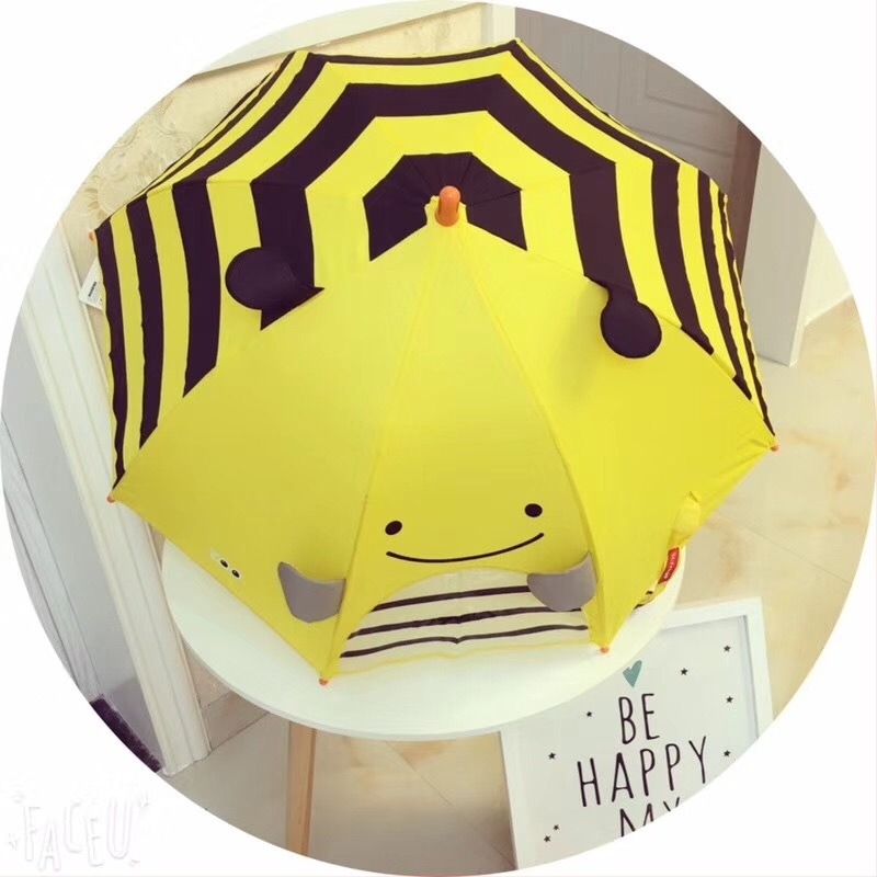 Gyerekeknek szóló 3D állat alakú esernyő, hosszú nyél, rajzfilmszerű dizájn, 8 bordával, poliészter vászon, rost alapú tengely és fogantyú, kézi nyitás