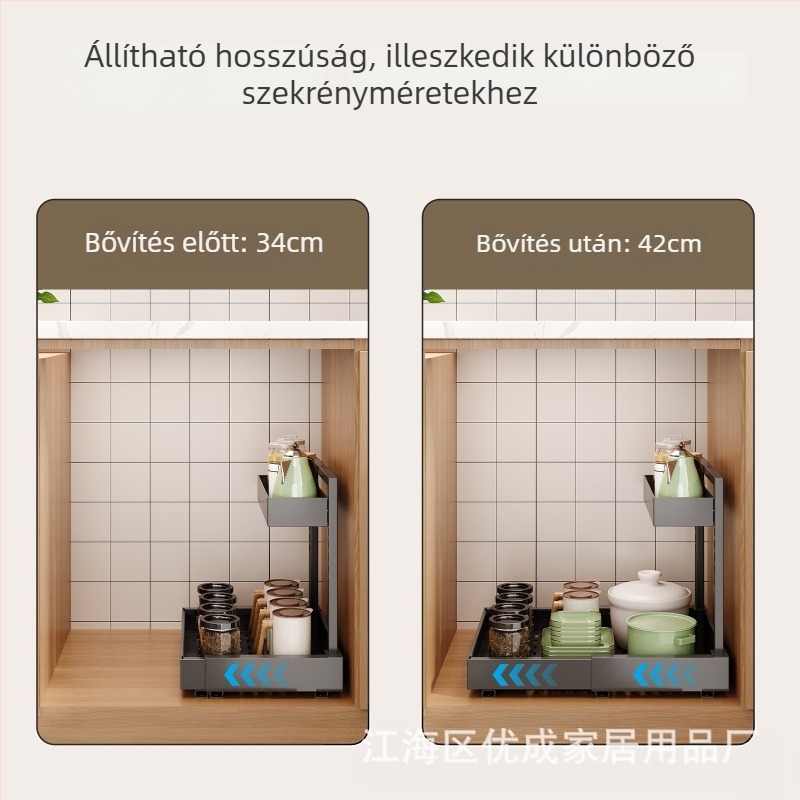 Mosogatótálca alatti kihúzható kosár fűszerekhez – dupla rétegű, szénacél, egyszerű és modern (telepítés nélkül)