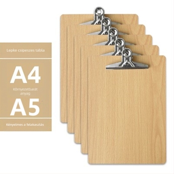 Fából készült A4-es clipboard 10 cm-es csipesszel és 3 cm vastag táblával