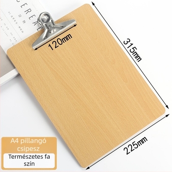 Fából készült A4-es clipboard 10 cm-es csipesszel és 3 cm vastag táblával